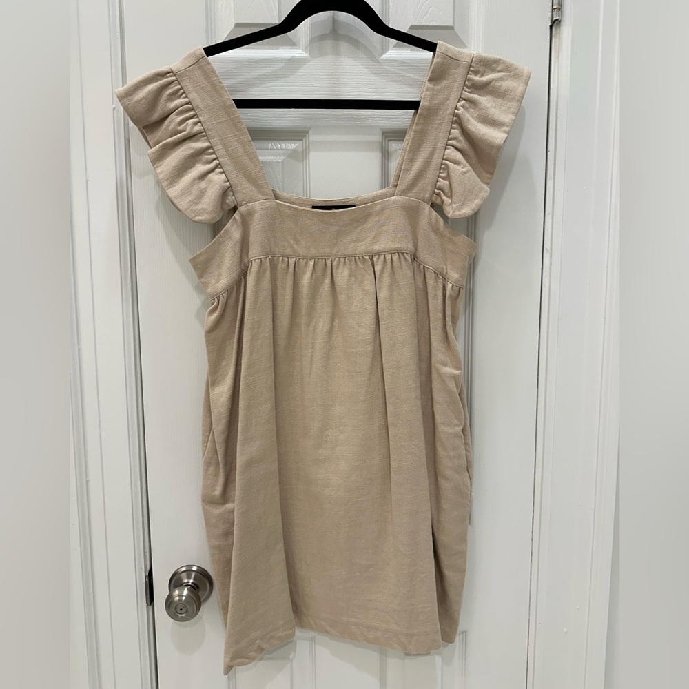 Pomander Place Khaki Flutter Sleeve Dress